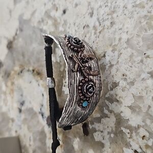 Sergio Lub Silver Tone Wristlet, Western - Adjustable with leather strap